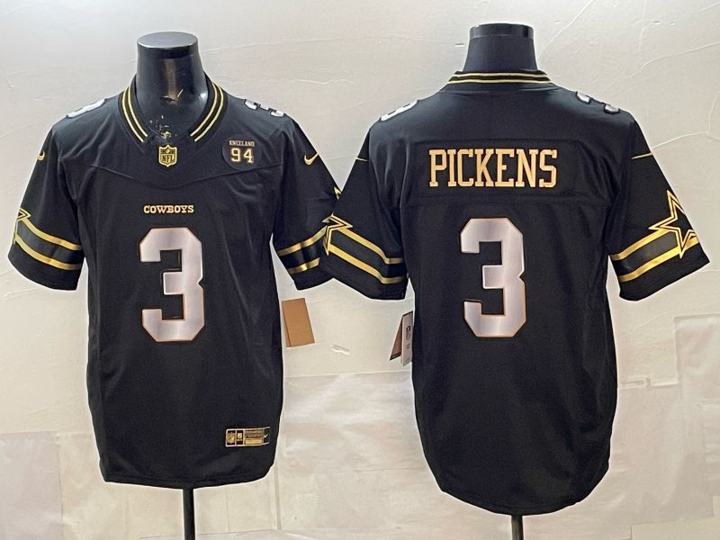 Men 2026 Dallas Cowboys #3 Pickens Black gold 6th generation Nike Limited NFL Jersey style 06